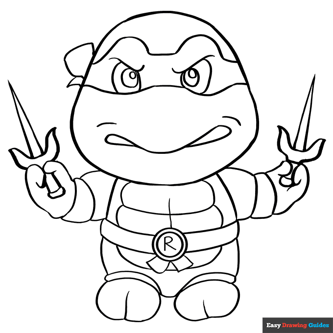 Raphael from teenage mutant ninja turtle coloring page easy drawing guides