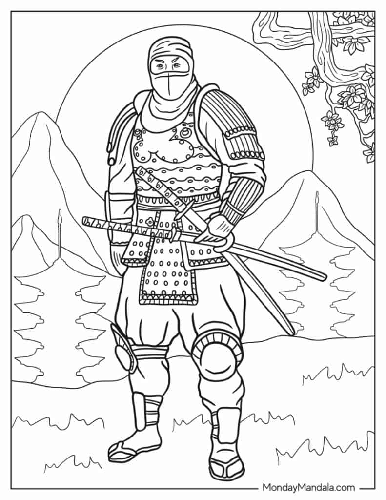 Ninja coloring pages free pdf printables