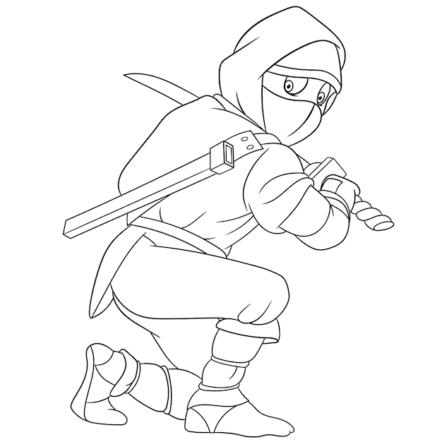 Spy ninja with sword coloring page printable