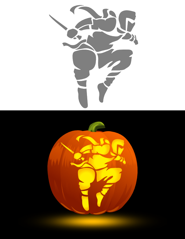 Printable ninja pumpkin stencil