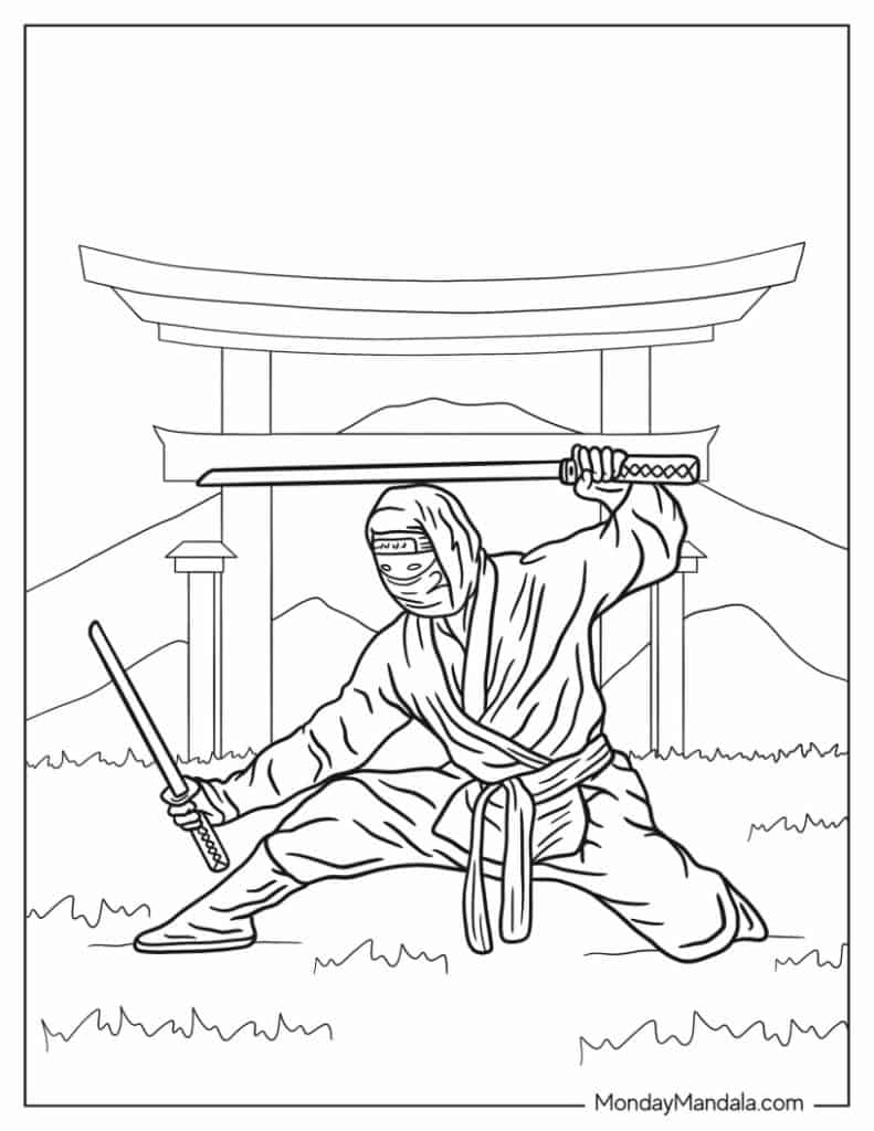 Ninja coloring pages free pdf printables