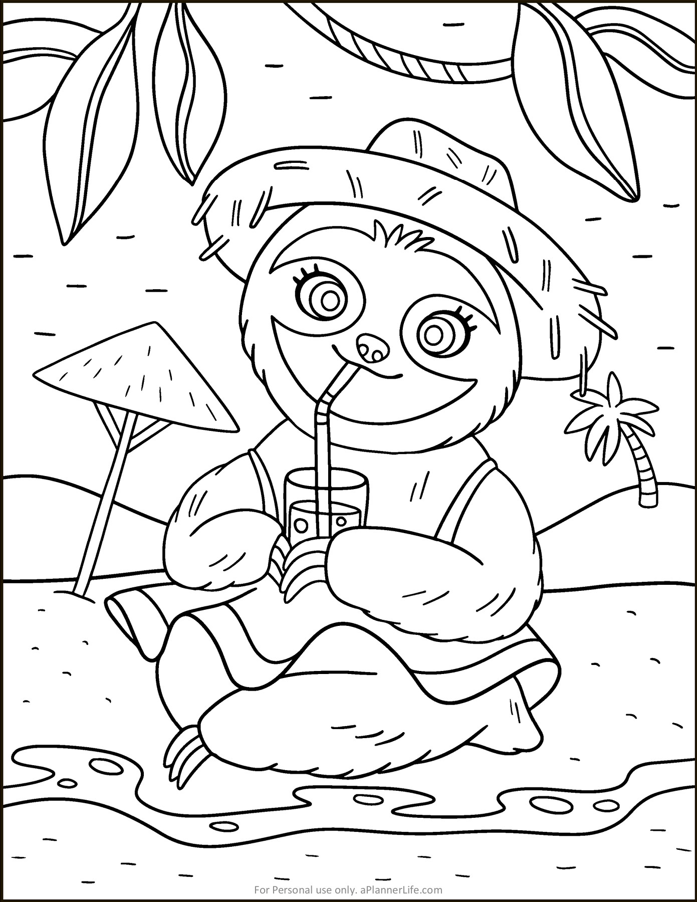 Very cute sloth colouring pages a planner life