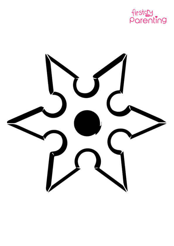 Ninja star throwing star shuriken coloring page for kids