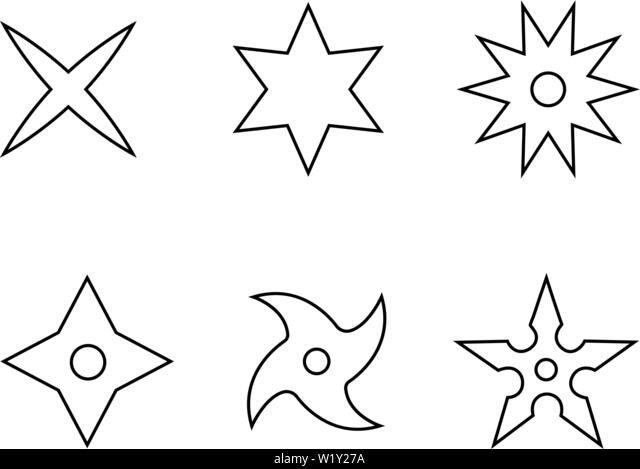 Set of line style icons of a shuriken ninja weapon logo emblem clean and modern vector illustration for design web stock vector image art