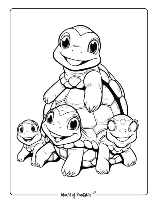 Turtle coloring pages for kids adults