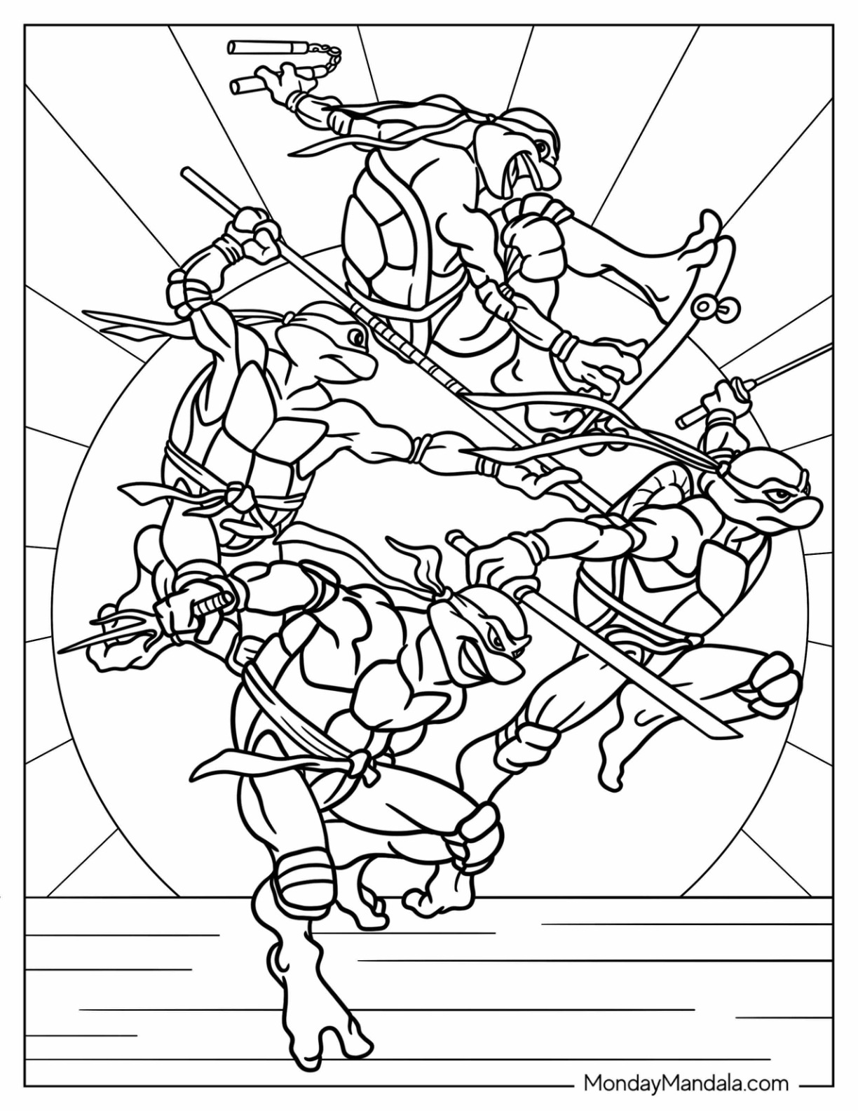 Ninja turtles coloring pages free pdf printables