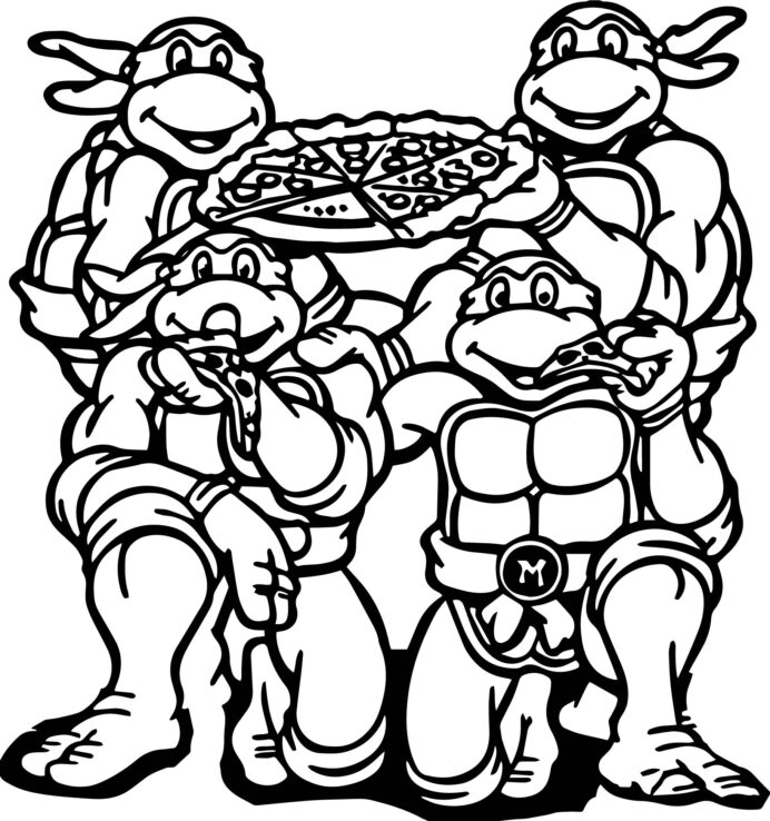 Coloring pages ninja turtle eat pizza coloring pages