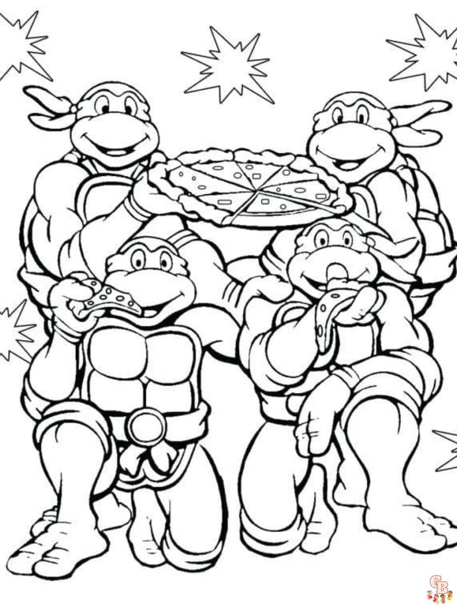 These ninja turtles coloring pages for kids