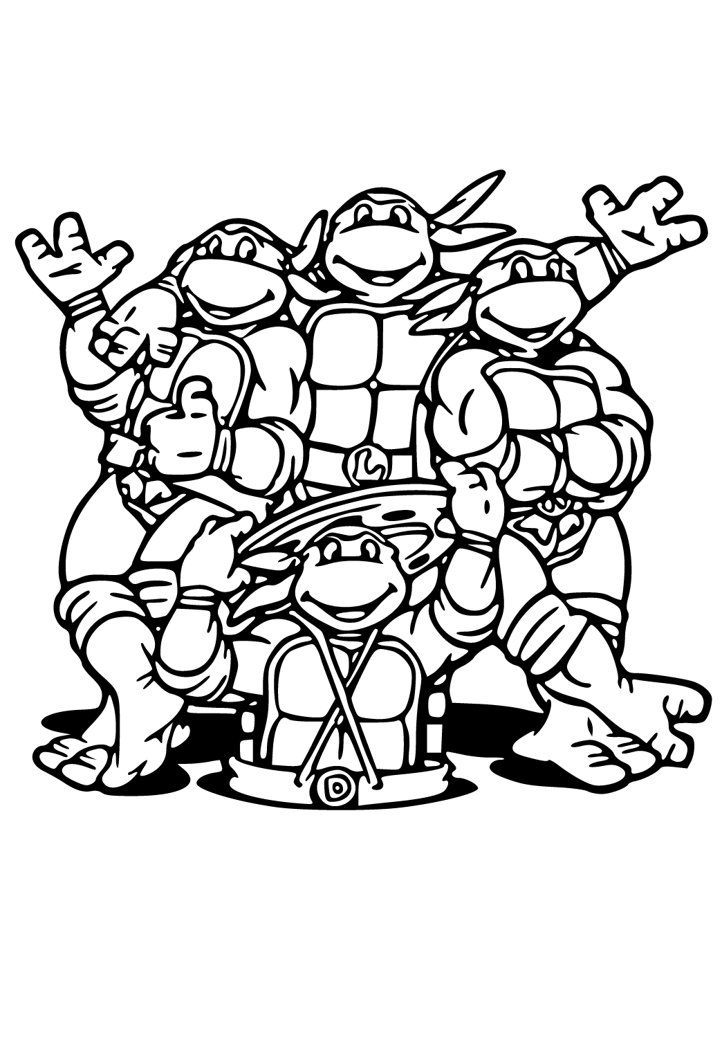 Free printable ninja turtles characters coloring page for adults and kids