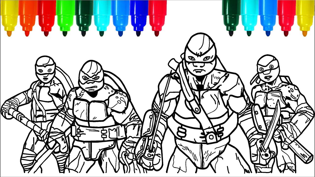 Teenage utant ninja turtles coloring pages colouring pages for kids with colored arkers