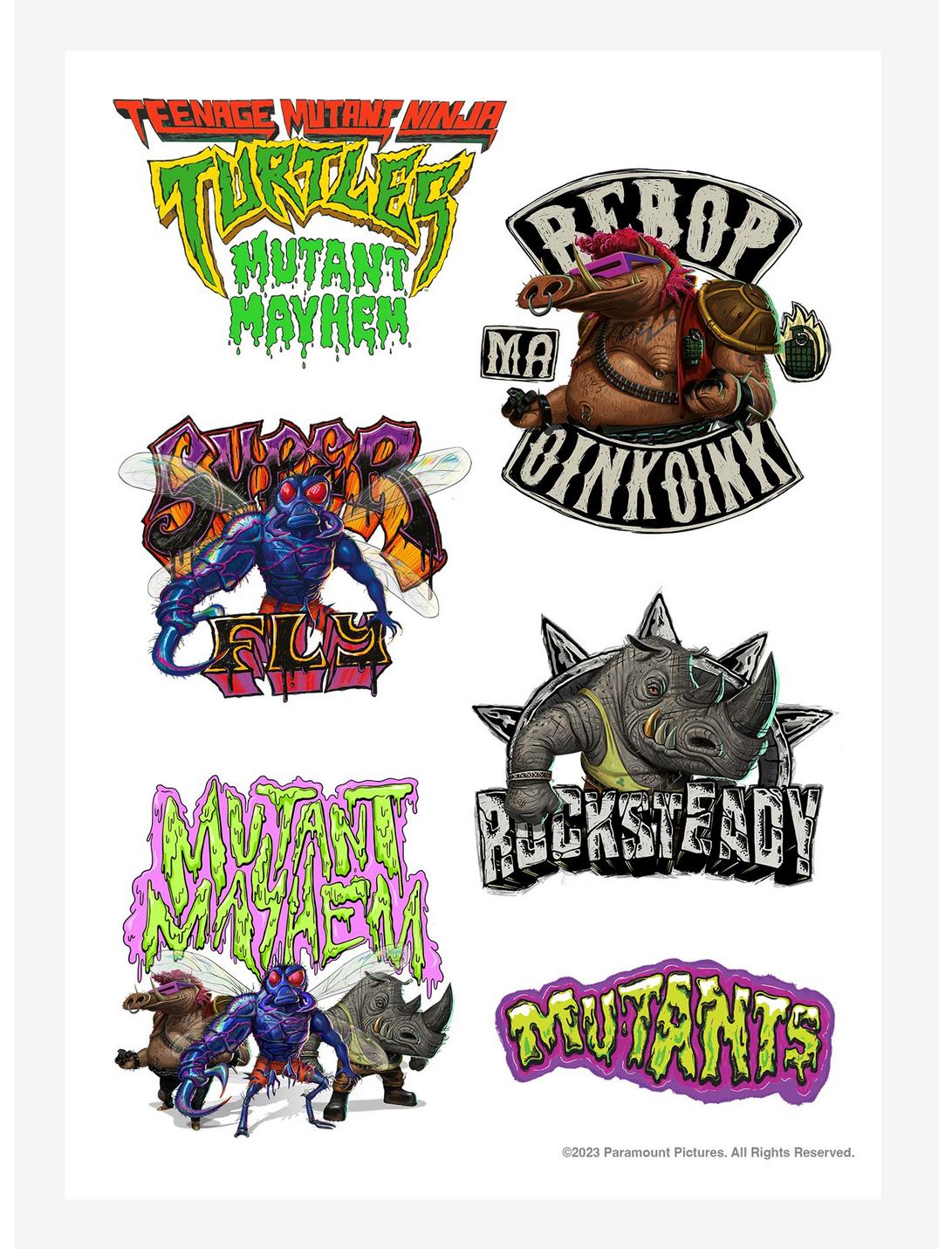 Teenage mutant ninja turtles mutant mayhem villains sticker sheet