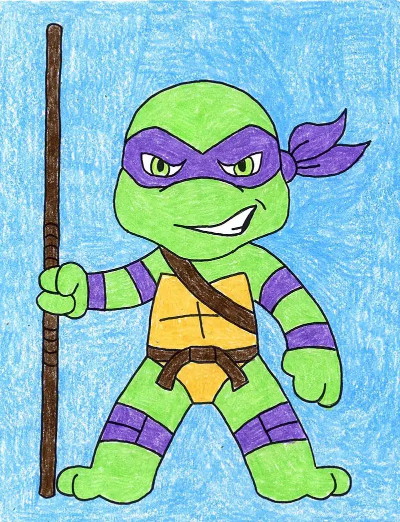 Easy how to draw ninja turtles tutorial video and coloring page