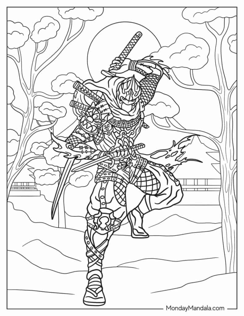 Ninja coloring pages free pdf printables