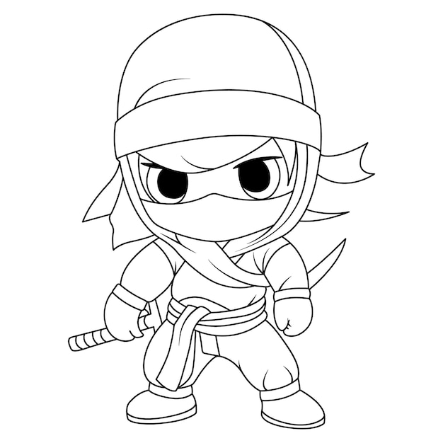 Premium vector ninja coloring page for kids isolated clean and minimalistic line artwork japanese samurai