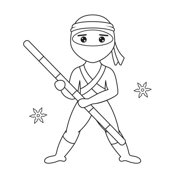 Cartoon of how to draw a ninja warrior stock illustrations royalty