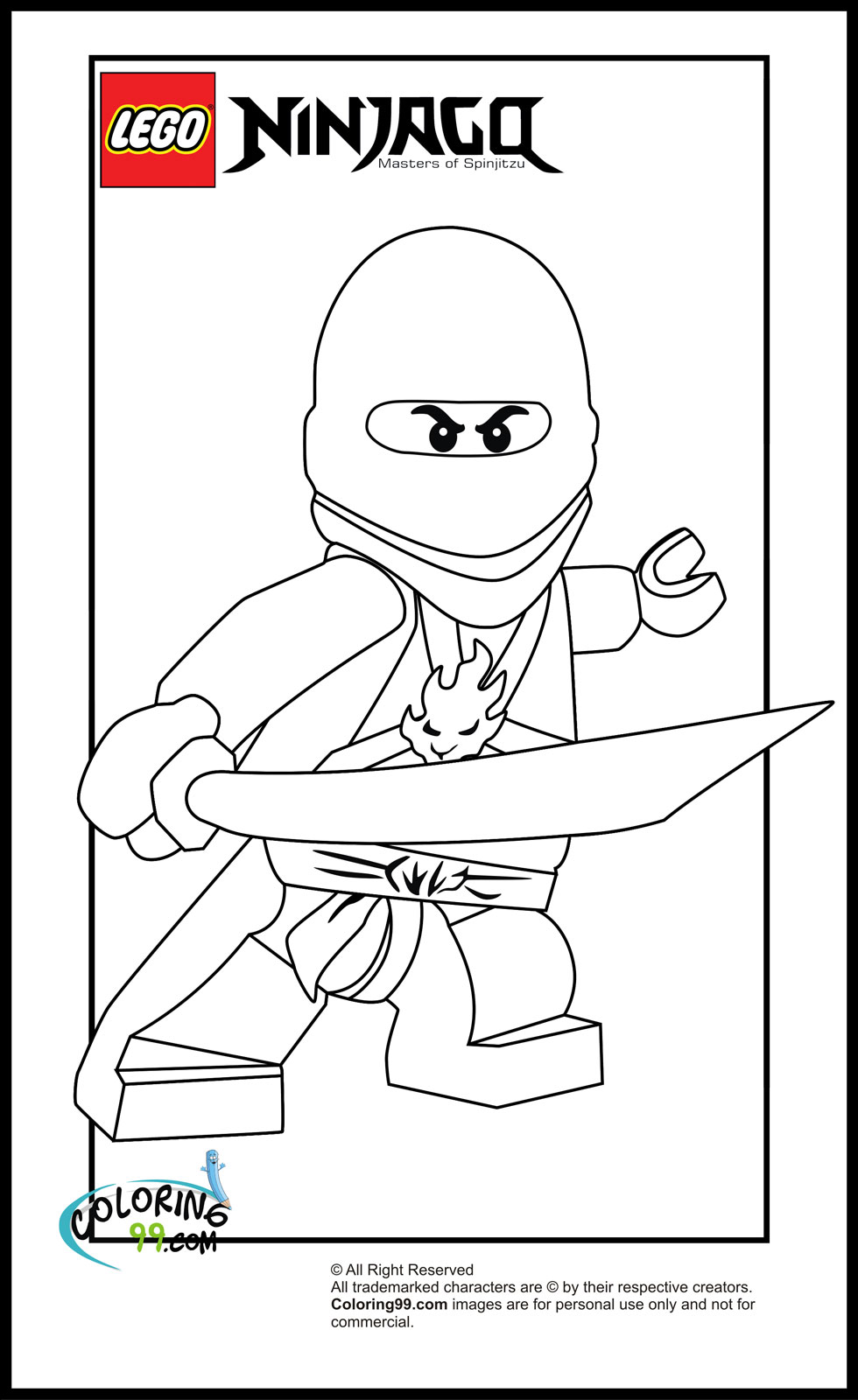 Lego ninjago kai coloring pages team colors