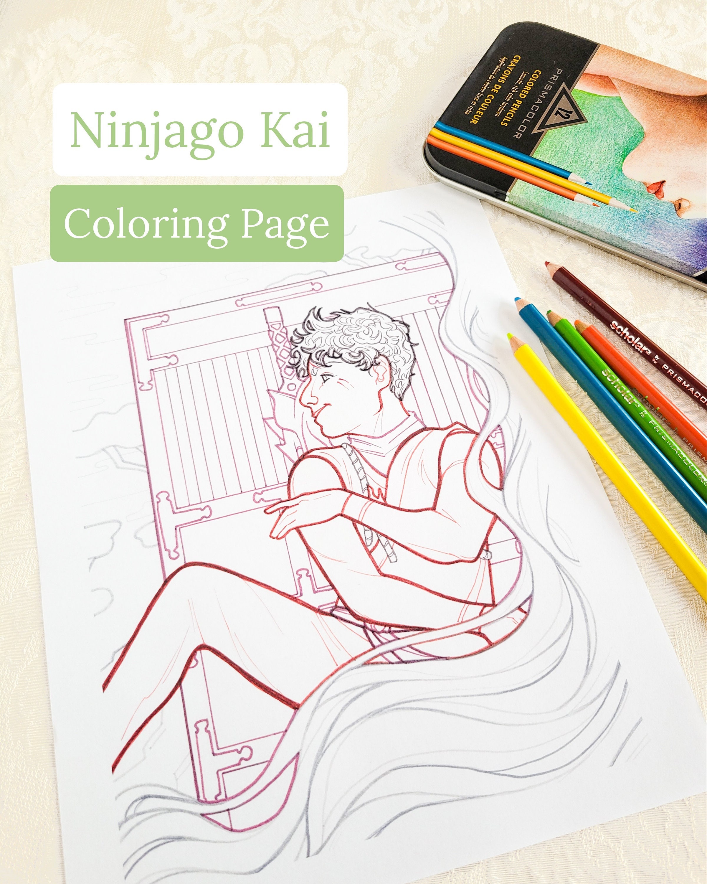 Ninjago kai coloring page digital download ninjago masters