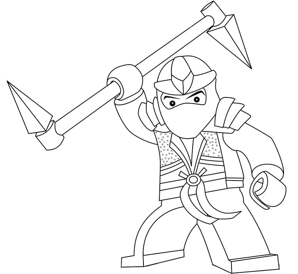 Green lego ninjago lloyd coloring page