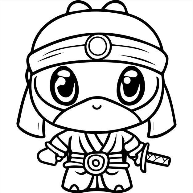 Premium vector kawaii ninja coloring page