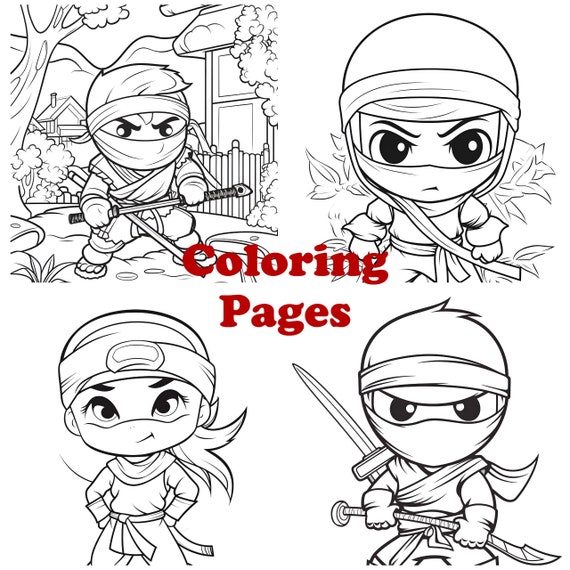 Little ninja coloring pages cute ninja coloring sheets ninja coloring book instant download