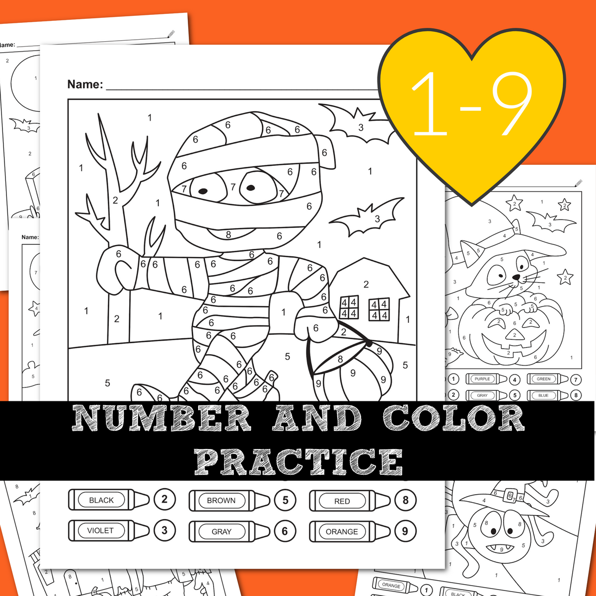 Halloween color by number printable worksheets â ispyfabulous