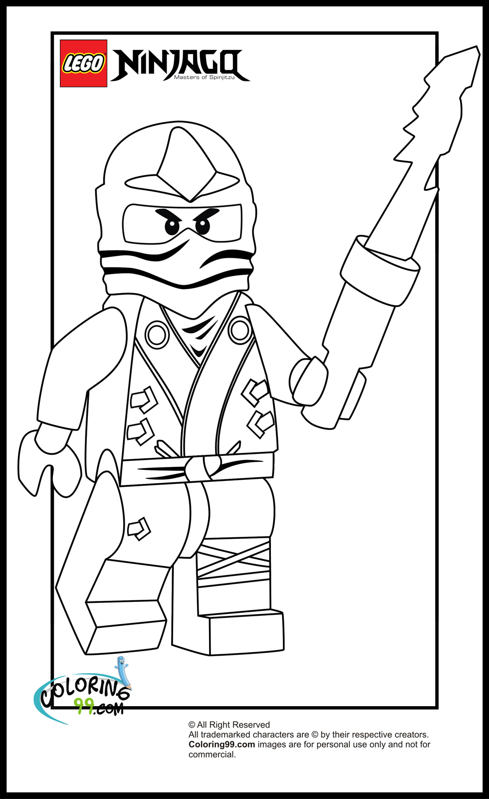 Lego ninjago zane coloring pages team colors