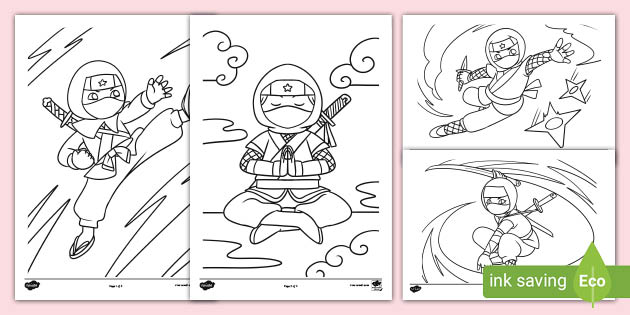 Ninja colouring pages teacher made