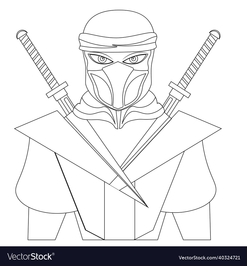 A ninja warrior coloring book royalty free vector image