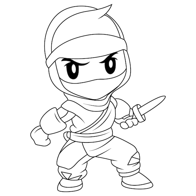 Premium vector ninja coloring page for kids isolated clean and minimalistic playful ninja line artwork