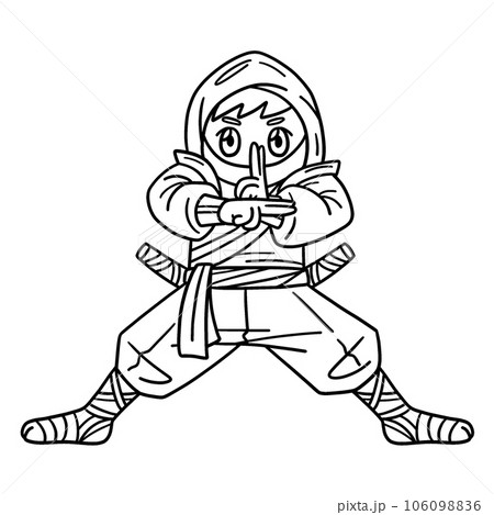 Ninja isolated coloring page for kids