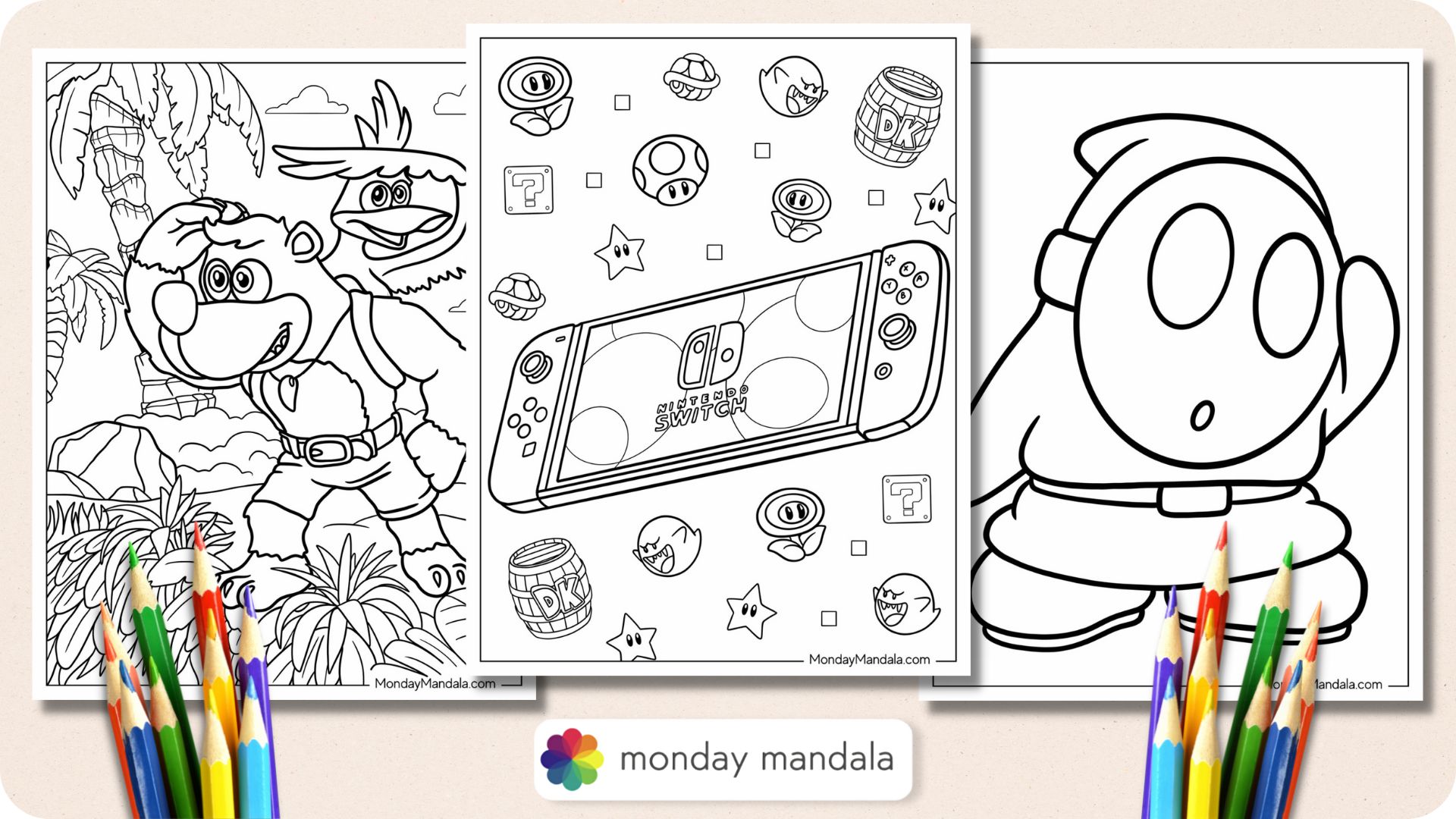 Nintendo coloring pages free pdf printables