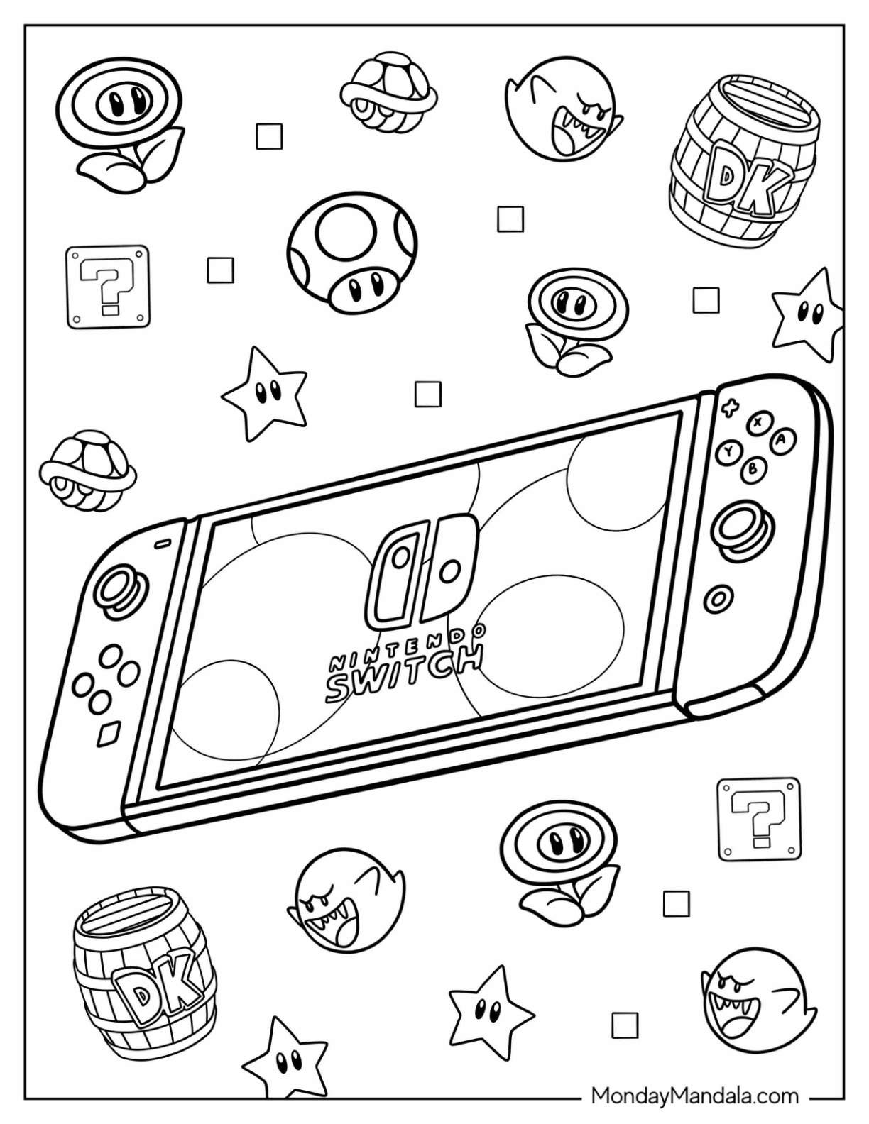 Nintendo coloring pages free pdf printables