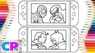 Spideran vs veno vs superan vs batan coloring pagesnintendo switch superheroes coloring