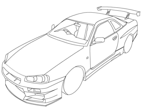 Nissan skyline r coloring page free printable coloring pages