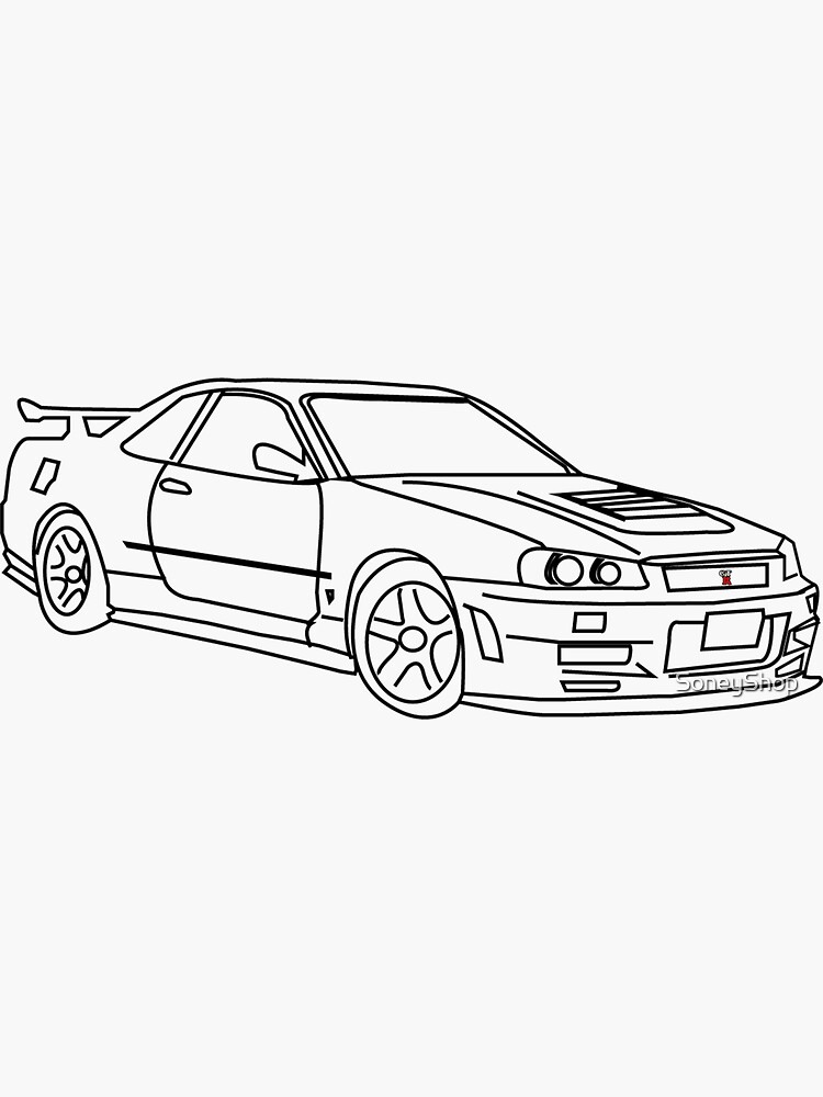 Nissan skyline r gtr sticker for sale by soneyshop