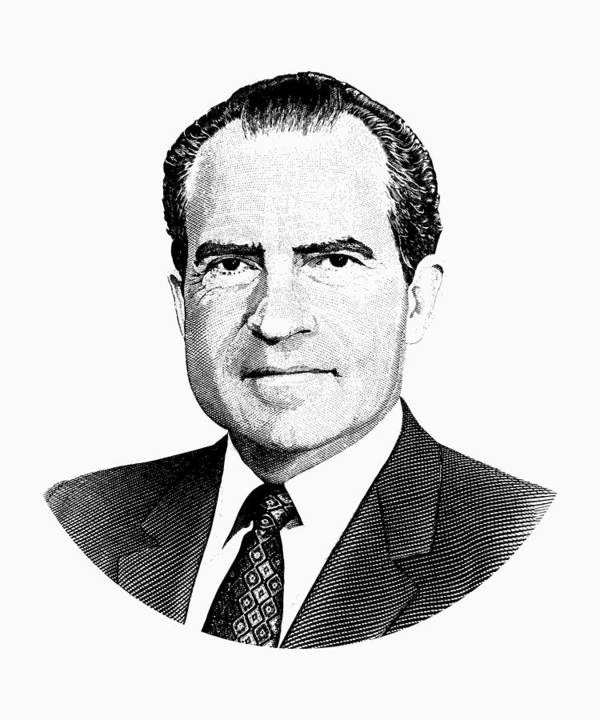 President richard nixon graphic black and white art print by war is hell store
