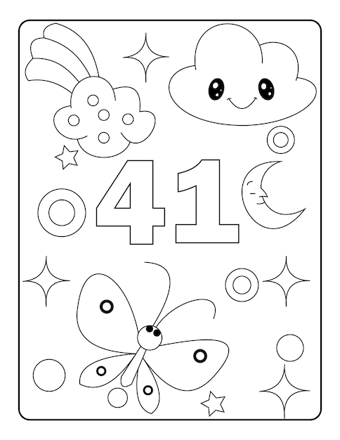 Premium vector unicorn number coloring page