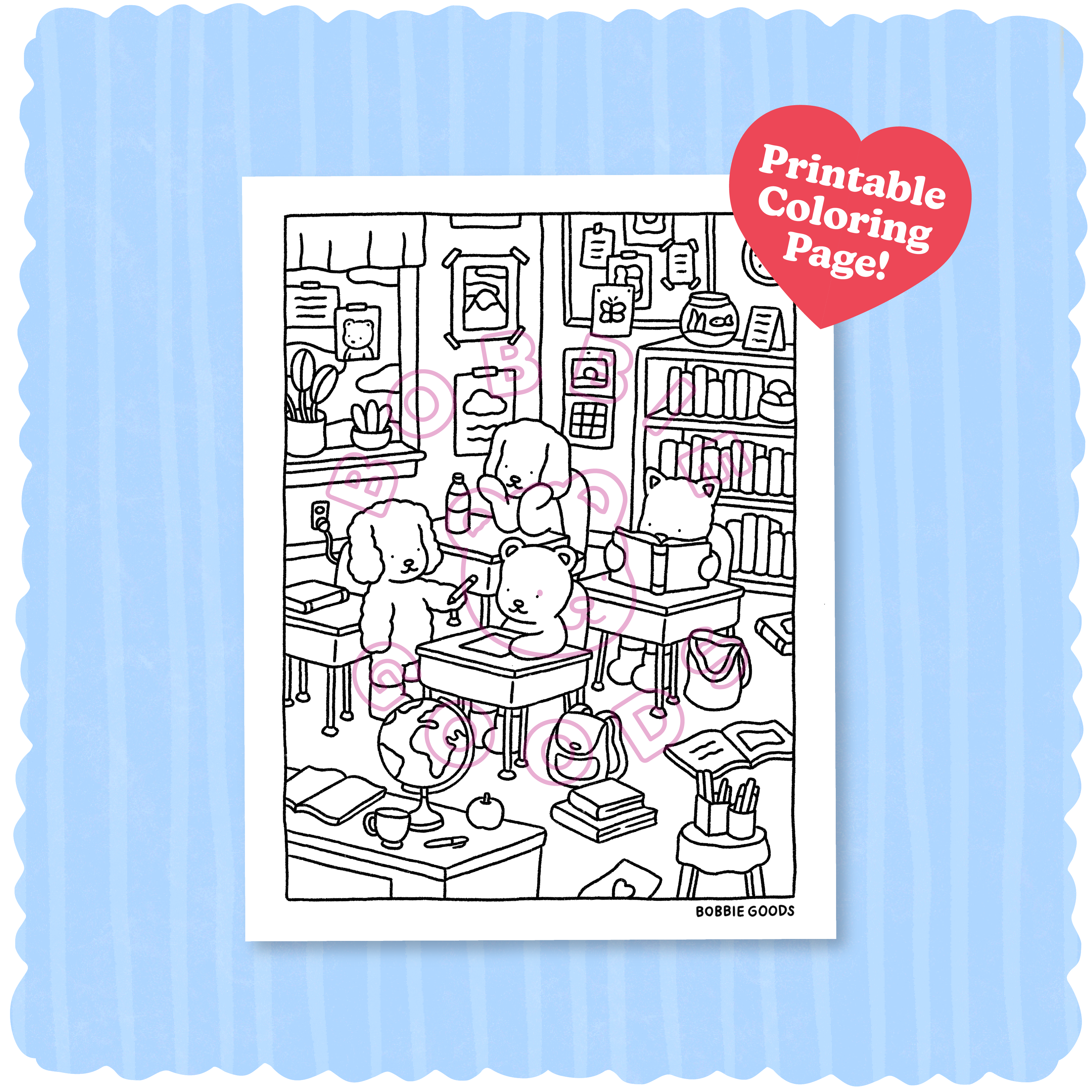 Digital download â classroom coloring page â bobbie goods