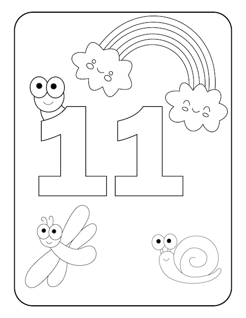 Premium vector number coloring pages with cute insects for kids