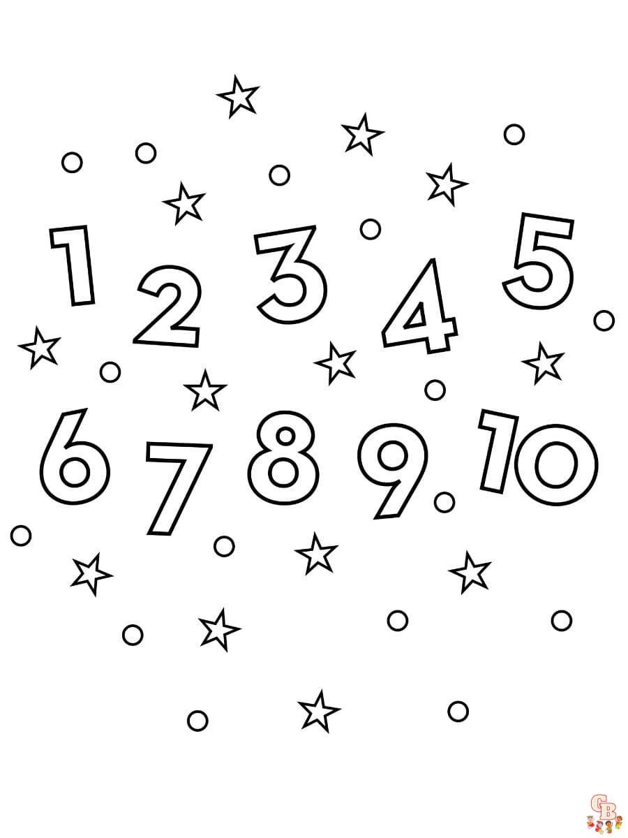 Printable number coloring pages free for kids and adults