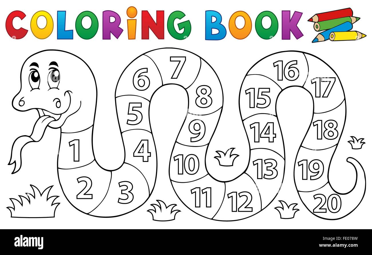 Coloring book snake with numbers theme