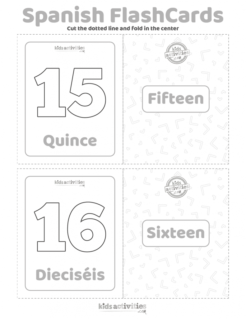 Educational spanish flash cards numbers