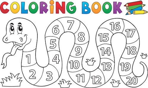 Coloring book snake with numbers theme stock clipart royalty