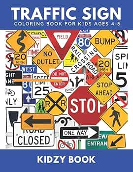 Traffic sign coloring book for kids ages