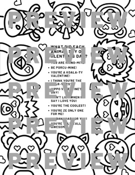 Valentines day coloring sheet animal puns by zuercher math designs