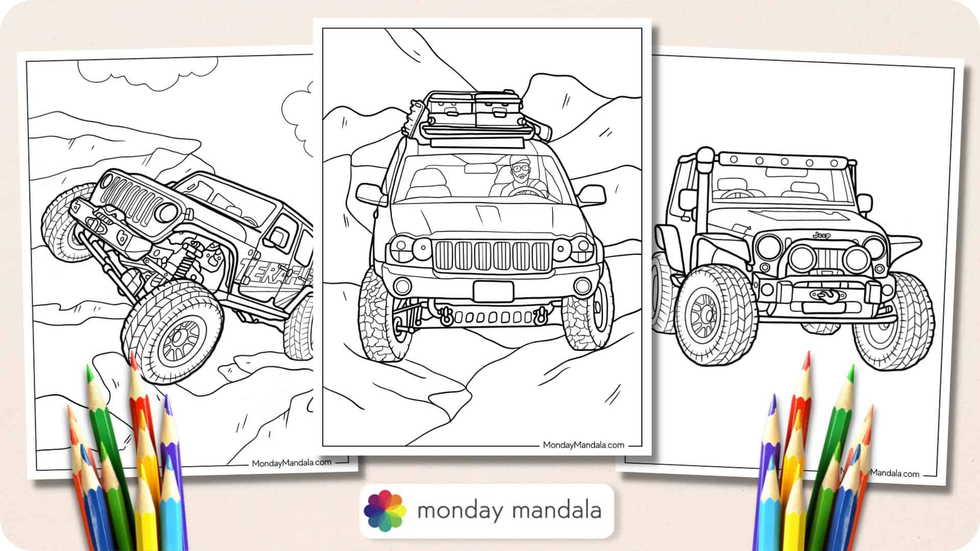 Jeep coloring pages free pdf printables