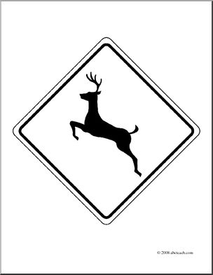 Clip art signs deer crossing coloring page i