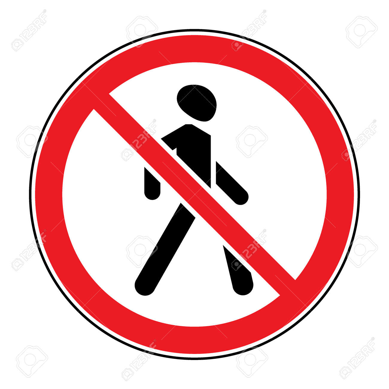 Prohibition no pedestrian sign no walking traffic sign no crossing prohibited signs silhouette of walking man isolated on white background stock illustration you can change color and size stock photo picture and
