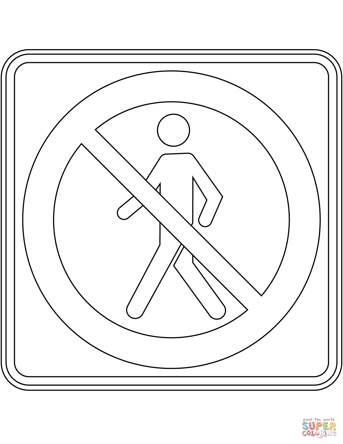 No pedestrian crossing sign in quebec coloring page free printable coloring pages