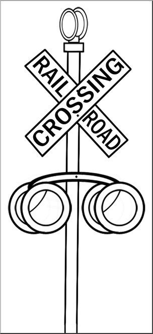 Clip art railroad crossing sign bw i